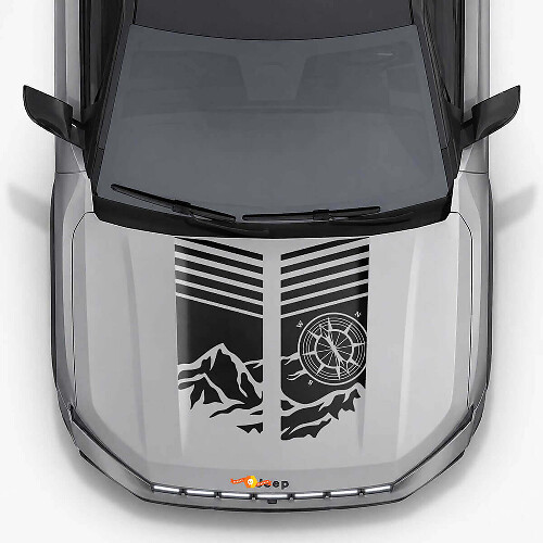 Autocollant Vinyle Bandes Capot Style Montagne pour Jeep Compass 2026
