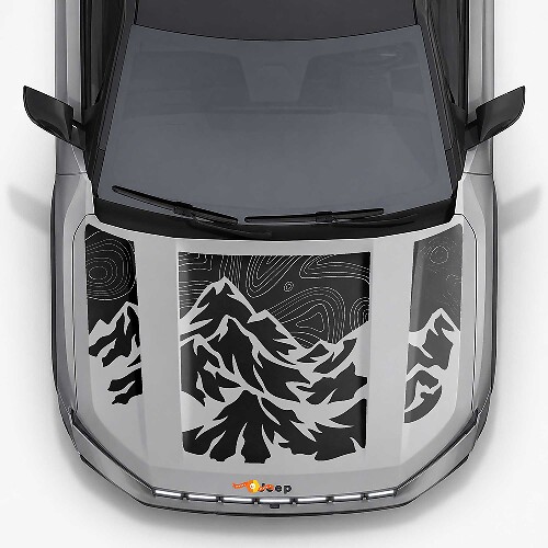 Autocollants en vinyle de style topographique de montagne pour capot Jeep Compass 2026 1