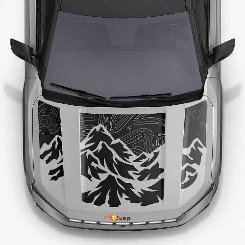 Autocollants en vinyle de style topographique de montagne pour capot Jeep Compass 2026
