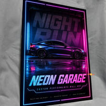 Panneau Mural en Acrylique Brillant Performance Neon Garage 3