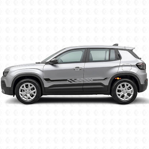 Autocollant en vinyle à rayures latérales à carreaux pour Jeep Avenger 2023+_1