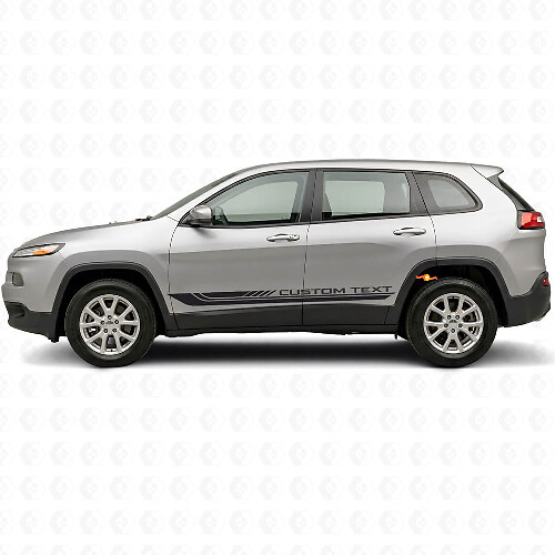 Autocollant en vinyle à rayures latérales courbées à damier pour Jeep Cherokee KL 2013-2023_1