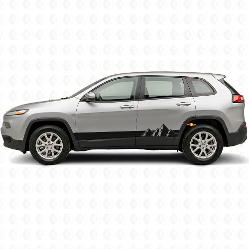 Autocollant latéral en vinyle à larges bandes montagnes pour Jeep Cherokee KL 2013-2023_1