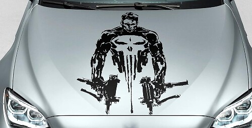 PUNISHER crâne homme art Distressed sang capot côté vinyle autocollant autocollant pour voiture piste suv #1