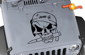 Jeep Wrangler soldat militaire tête de mort vinyle capuche autocollant TJ LJ JK 50,8 x 50,8 cm