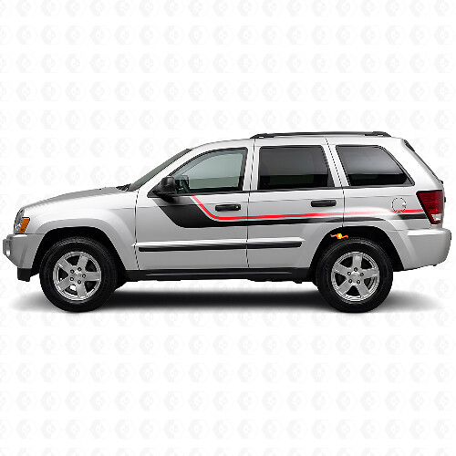 Autocollant vinyle latéral à bandes jumelles pour Jeep Grand Cherokee 2005-2010