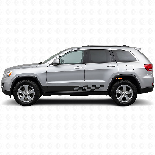 Autocollant Vinyle Latéral à Rayures Damier pour Jeep Grand Cherokee 2011-2021_1