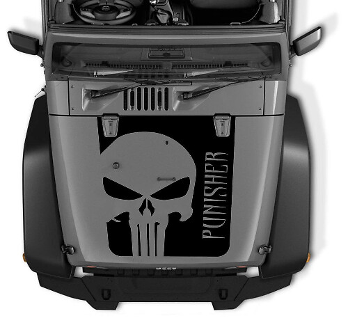 Autocollant en vinyle Capuche Crâne Punisher pour Jeep Wrangler