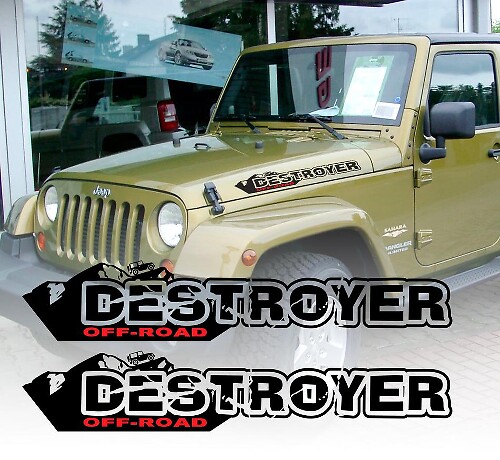 Paire d'autocollants DESTROYER Wrangler set autocollants Jeep capot garde-boue graphique TJ JK CJ YJ rubicon