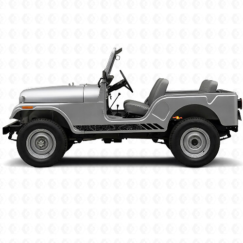 Autocollant Vinyle Latéral à Rayures Style Topographique pour Jeep CJ-5 1955-1983_1