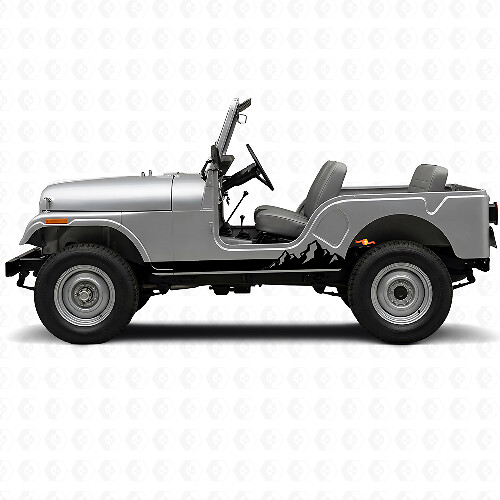 Autocollant latéral vinyle à fines rayures Montagnes pour Jeep CJ-5 1955-1983