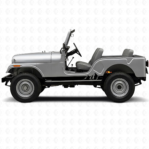 Autocollant en vinyle bandes larges montagnes latérales pour Jeep CJ-5 1955-1983_1