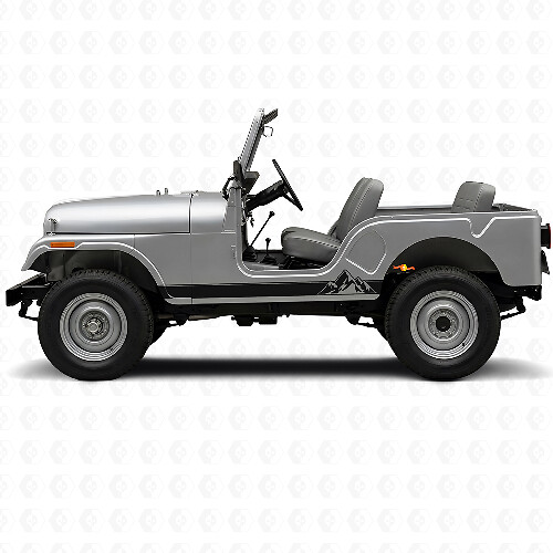 Autocollant Vinyle Latéral Style Bandes Montagne pour Jeep CJ-5 1955-1983_1