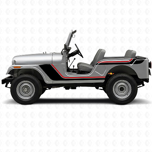 Autocollant Vinyle Latéral à Bandes Jumelles pour Jeep CJ-5 1955-1983_1