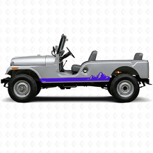 Déco Vinyle Latérale à Fines Rayures Montagne pour Jeep CJ-6 1955-1975_2