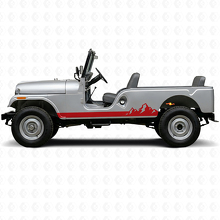 Déco Vinyle Latérale à Fines Rayures Montagne pour Jeep CJ-6 1955-1975_3