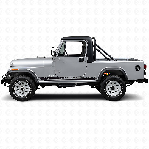 Autocollant en vinyle à rayures latérales courbées à damier pour Jeep CJ-8 Scrambler 1981-1986_1