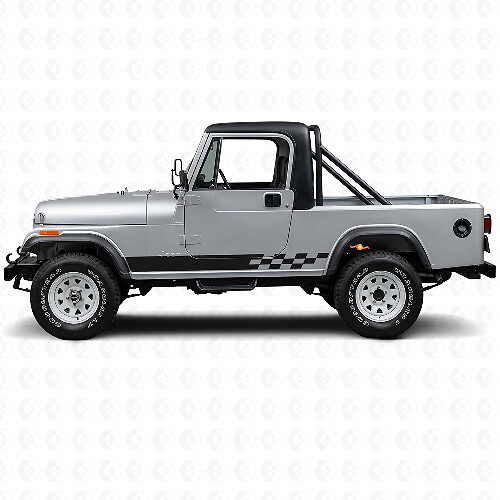 Autocollant vinyle latéral à rayures damier pour Jeep CJ-8 Scrambler 1981-1986_1