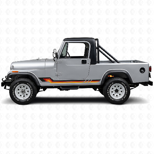 Autocollant Vinyle à Rayures Latérales Style Vintage pour Jeep CJ-8 Scrambler 1981-1986_1