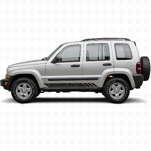 Autocollant latéral en vinyle à rayures style topographique pour Jeep Liberty 2002-2012_1