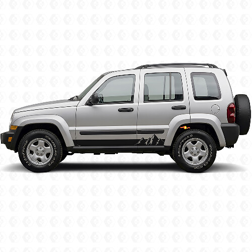 Autocollant latéral en vinyle à larges rayures Montagnes pour Jeep Liberty 2002-2012