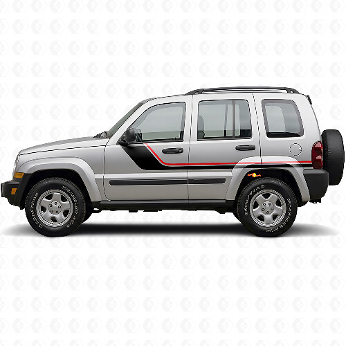 Autocollant Vinyle Latéral Double Bande pour Jeep Liberty 2002-2012_1