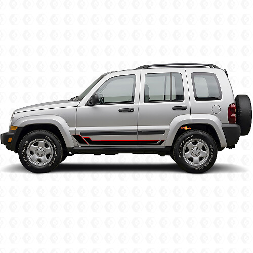 Autocollant en vinyle à bandes jumelles pour bas de caisse Jeep Liberty 2002-2012_1