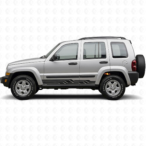 Autocollant latéral en vinyle avec rayures entrelacées pour Jeep Liberty 2002-2012_1