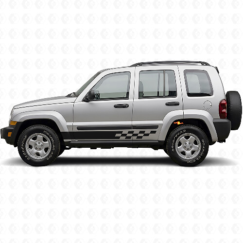 Autocollant Vinyle Latéral à Rayures à Damier pour Jeep Liberty 2002-2012_1