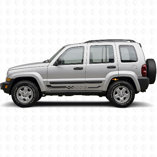 Autocollant vinyle à bandes latérales à damier pour Jeep Liberty 2002-2012_1