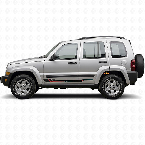 Autocollant Vinyle pour Bas de Caisse à Lignes Courbes pour Jeep Liberty 2002-2012_1