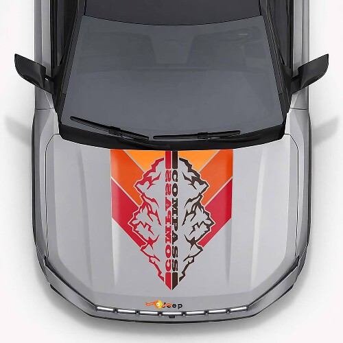 Autocollant en vinyle rayures de capot style vintage montagnes pour Jeep Compass 2026