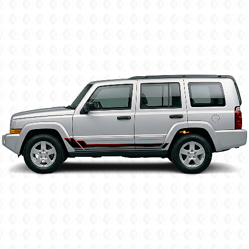 Autocollant en vinyle à bandes jumelles pour bas de caisse Jeep Commander 2006-2010_1