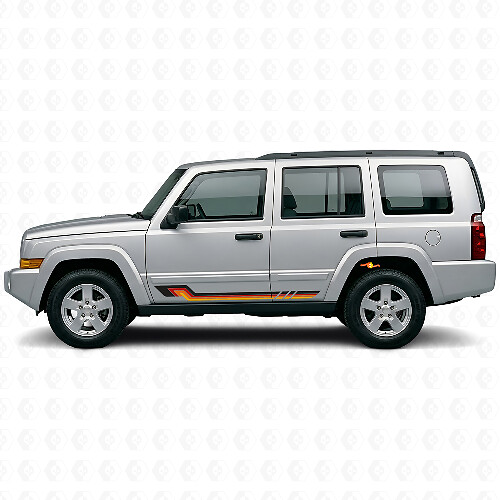 Autocollant en vinyle de style vintage avec bandes latérales pour Jeep Commander 2006-2010