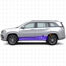 Autocollant latéral en vinyle à rayures larges Montagnes pour Jeep Commander Meridian 2021+_2