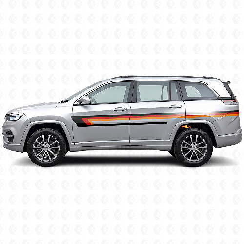 Autocollant Vinyle Bandes Triple sur Porte pour Jeep Commander Meridian 2021+