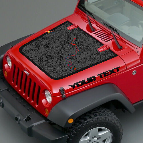 Autocollant vinyle capot style carte topographique pour Jeep Wrangler TJ LJ JK Unlimited