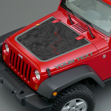 Autocollant vinyle capot style carte topographique pour Jeep Wrangler TJ LJ JK Unlimited 3