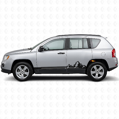Autocollant Latéral Vinyle à Rayures Fines Montagnes pour Jeep Compass 2007-2016
