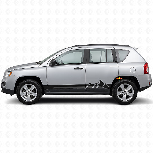 Autocollant Vinyle Latéral à Bandes Larges Montagnes pour Jeep Compass 2007-2016