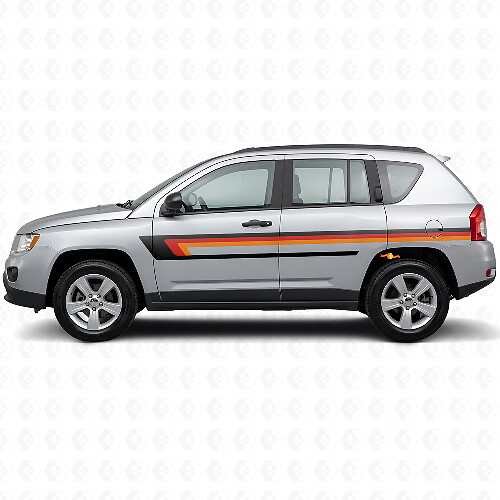 Autocollant vinyle triple bandes latéral pour porte Jeep Compass 2007-2016