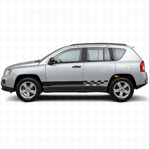 Autocollant Vinyle Latéral à Rayures à Damier pour Jeep Compass 2007-2016