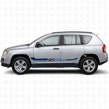 Autocollant en vinyle bandes latérales à damier pour Jeep Compass 2007-2016_2