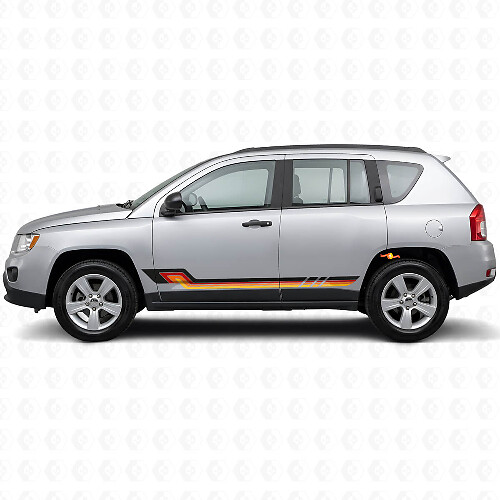 Autocollant en Vinyle à Bandes Latérales Style Vintage pour Jeep Compass 2007-2016