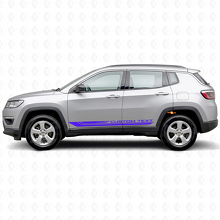 Autocollant en vinyle à rayures latérales courbées à damier pour Jeep Compass 2016+_2
