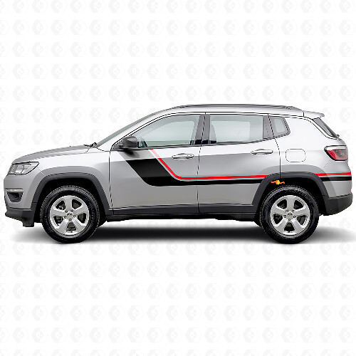 Autocollant vinyle latéral à rayures doubles pour Jeep Compass 2016+