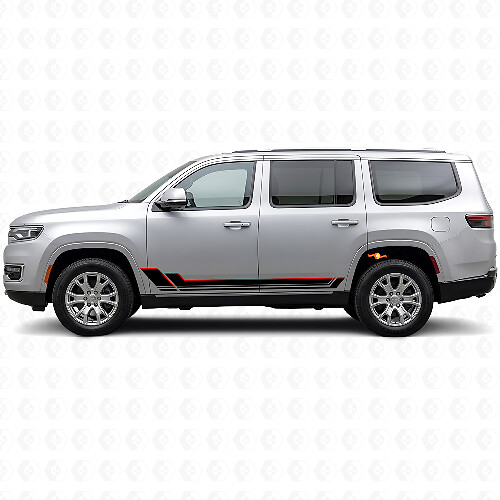 Autocollant Vinyle à Bandes Jumelles pour Bas de Caisse Jeep Wagoneer 2022+_1