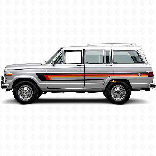 Autocollant Vinyle Bandes Triples Latéral de Porte pour Jeep Wagoneer 1963-1991_1