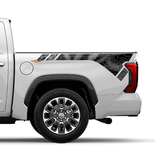 Autocollant Vinyle Latéral Arrière Style Topographique Pour Toyota Tundra 2022+