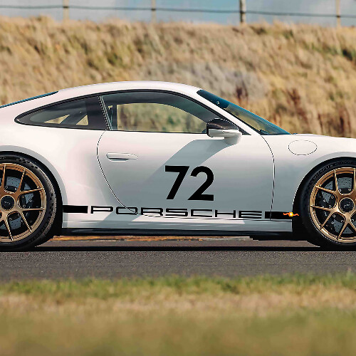 Autocollant latéral vinyle style course 72 pour Porsche 911 GT3 2_1